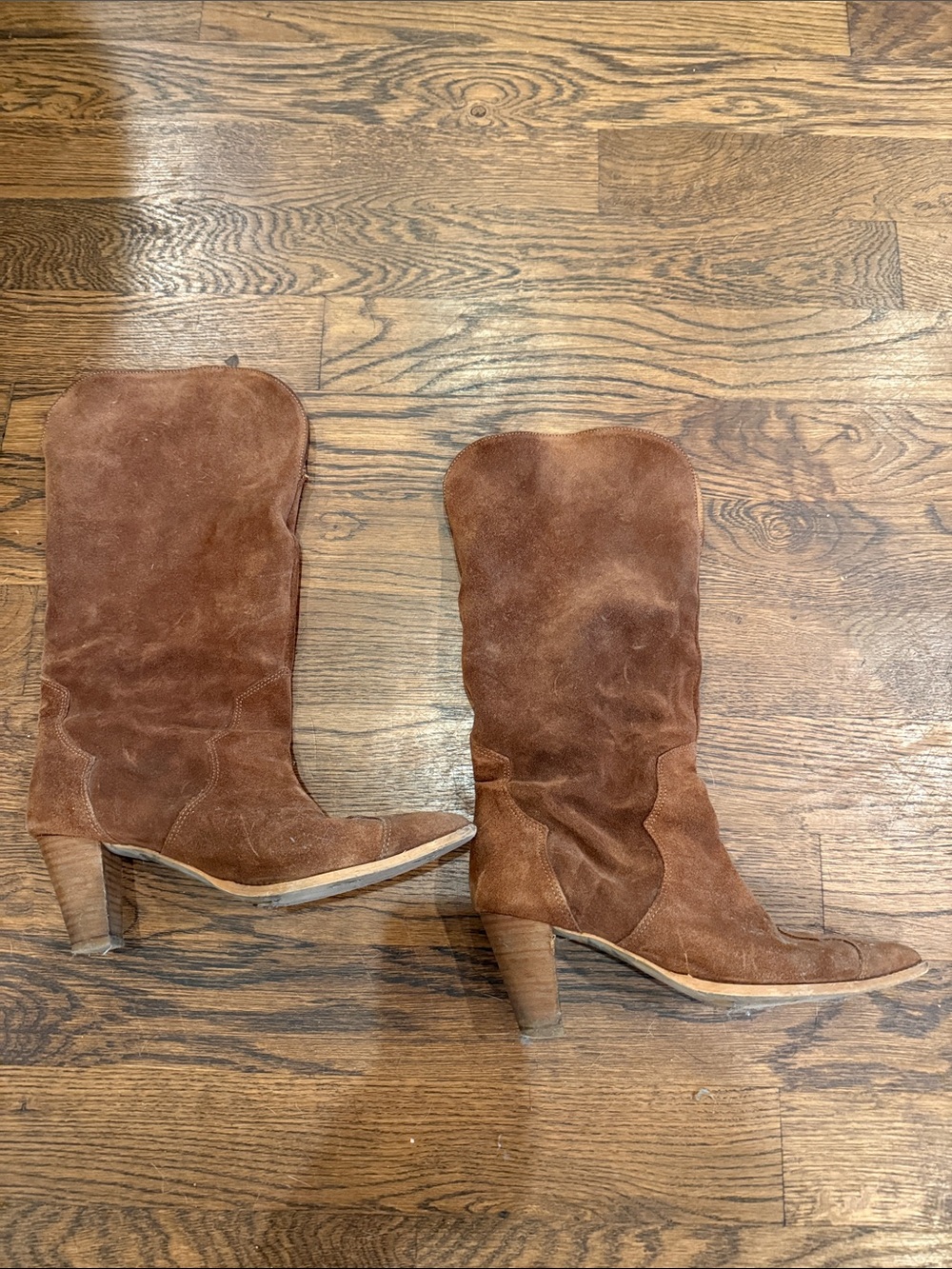 Free People Brown Suede Mid-Calf Heeled Boots - Picture 2 of 3